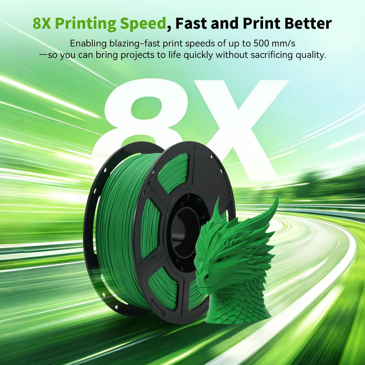 FLASHFORGE 3D Printer Filament, PLA PRO Filament 1.75mm, 1KG Spool (2.2lbs), Dimensional Accuracy +/- 0.02mm for FDM 3D Printers, Better Tenacity & No Knotting (White)