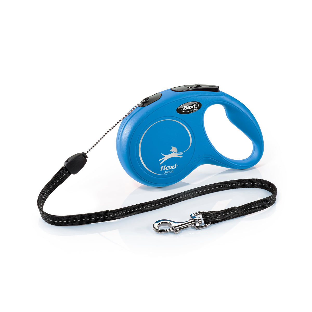 flexi Classic S | 5 m Retractable Cord Leash for Dogs up to 12 kg | Black | Retractable Dog Lead | Weight: 160 g | Dimensions: 9.6 x 16.2 cm