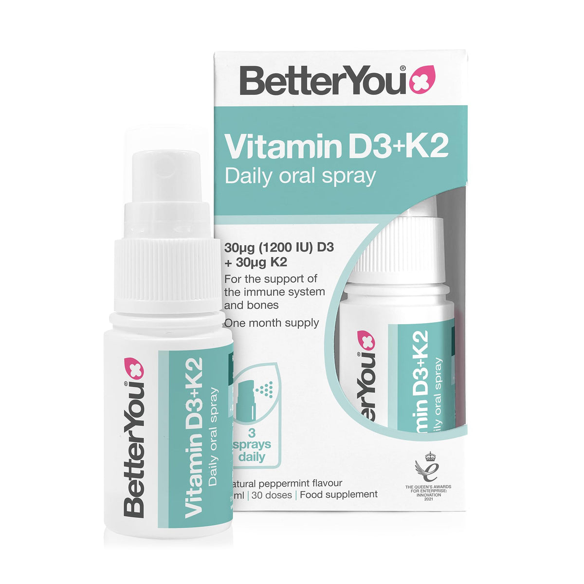 Vitamin D3 3000iu and Vitamin K2 MK-7 75μg, High Strength Oral Spray
