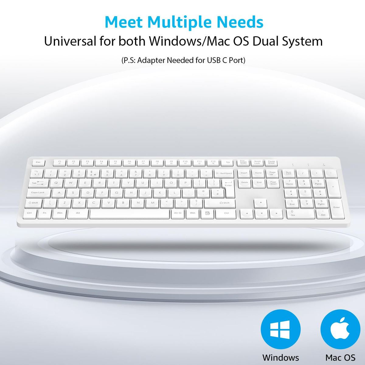 LeadsaiL Wireless Keyboard and Mouse Set, 2.4GHz USB Computer Keyboards and Mouse Combo, Full Size UK QWERTY Layout, Ergonomic Design with 12 Multimedia Shortcuts for HP/Lenovo Laptop and Mac-Purple
