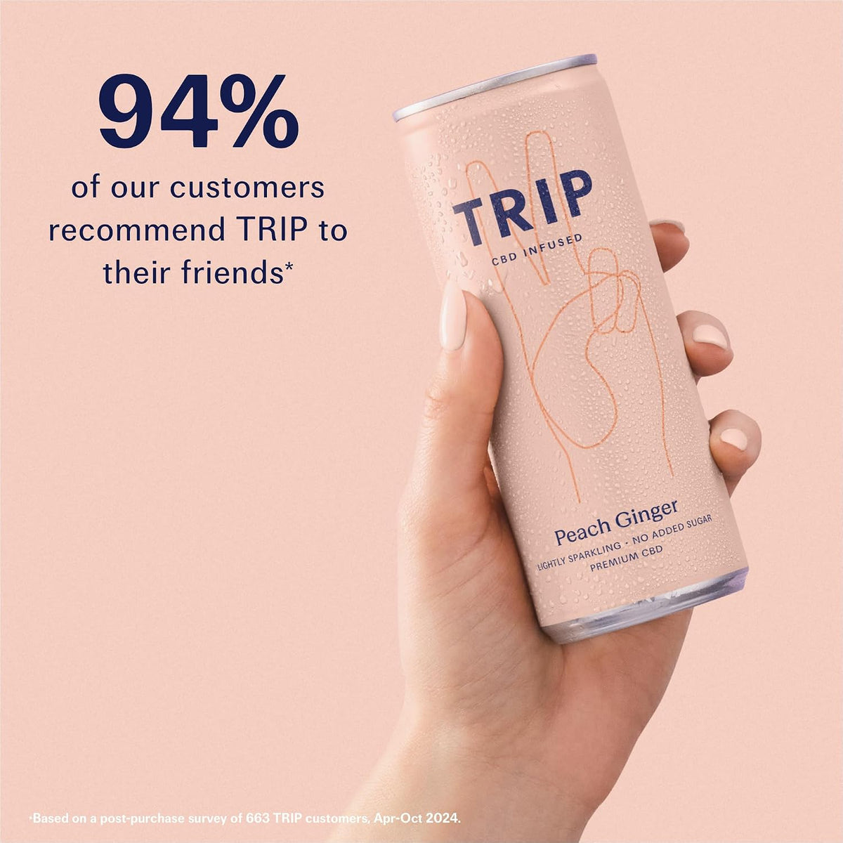 TRIP Sparkling Drink, Low Calorie, Vegan, Peach Ginger, 12 pack