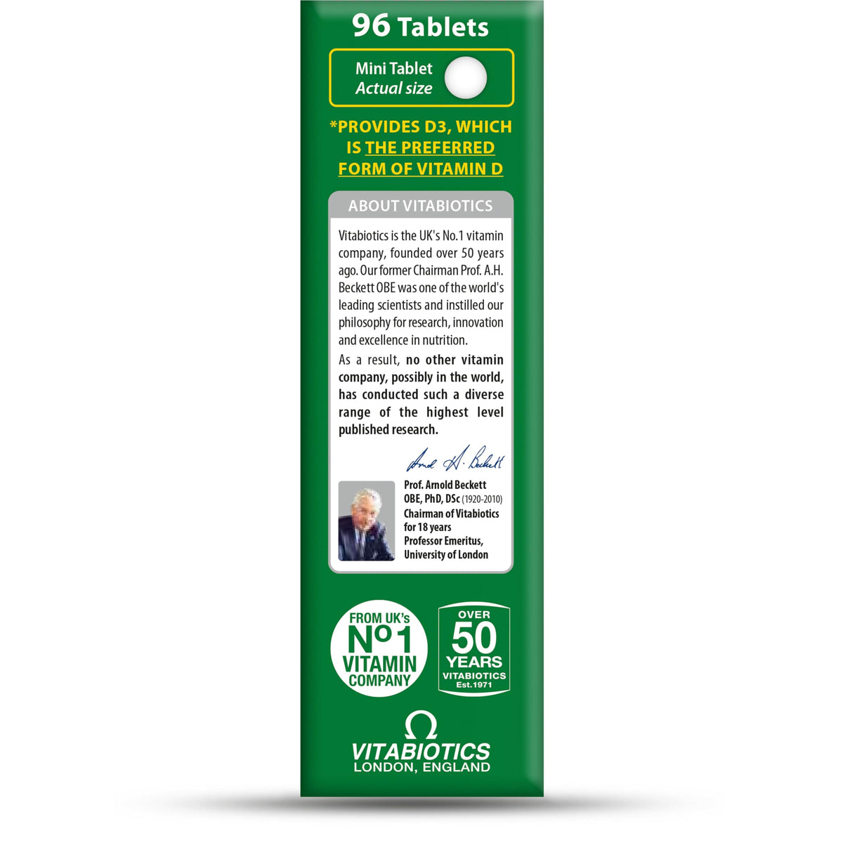 Vitabiotics Ultra Vitamin D3 1000IU, Vitamin D3 Tablets, 96 Tablets
