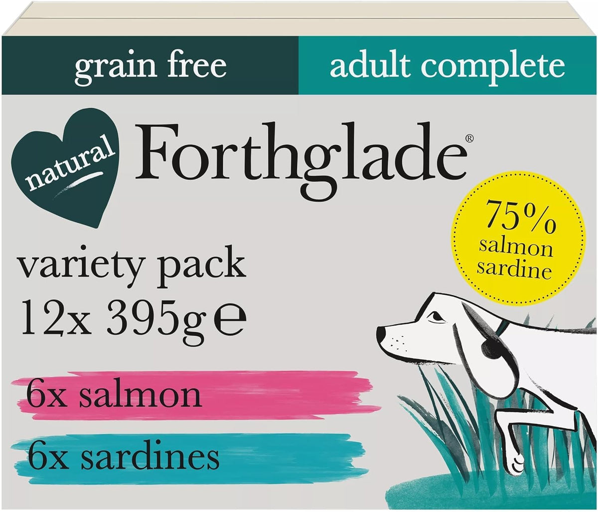 Forthglade Wet Dog Food Variety Pack (12 x 395g Trays) - Grain Free & Hypoallergenic Dog Food, Adult 1 Year+, Chicken, Chicken with Liver & Turkey, Vegetables, Stomach Sensitive, Natural Ingredients