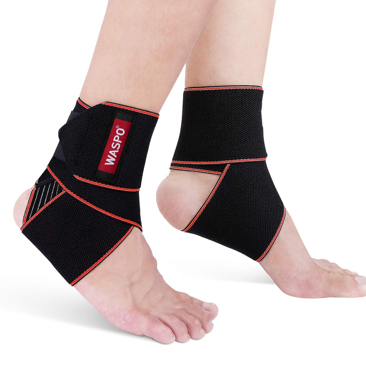 WASPO Ankle Support Brace - Adjustable Ankle Brace Wrap Strap for Sports Protect, Plantar Fasciitis, Achilles tendonitis, Ligament damage, Injury Recovery, One Size for Men Women 1 PC Blue