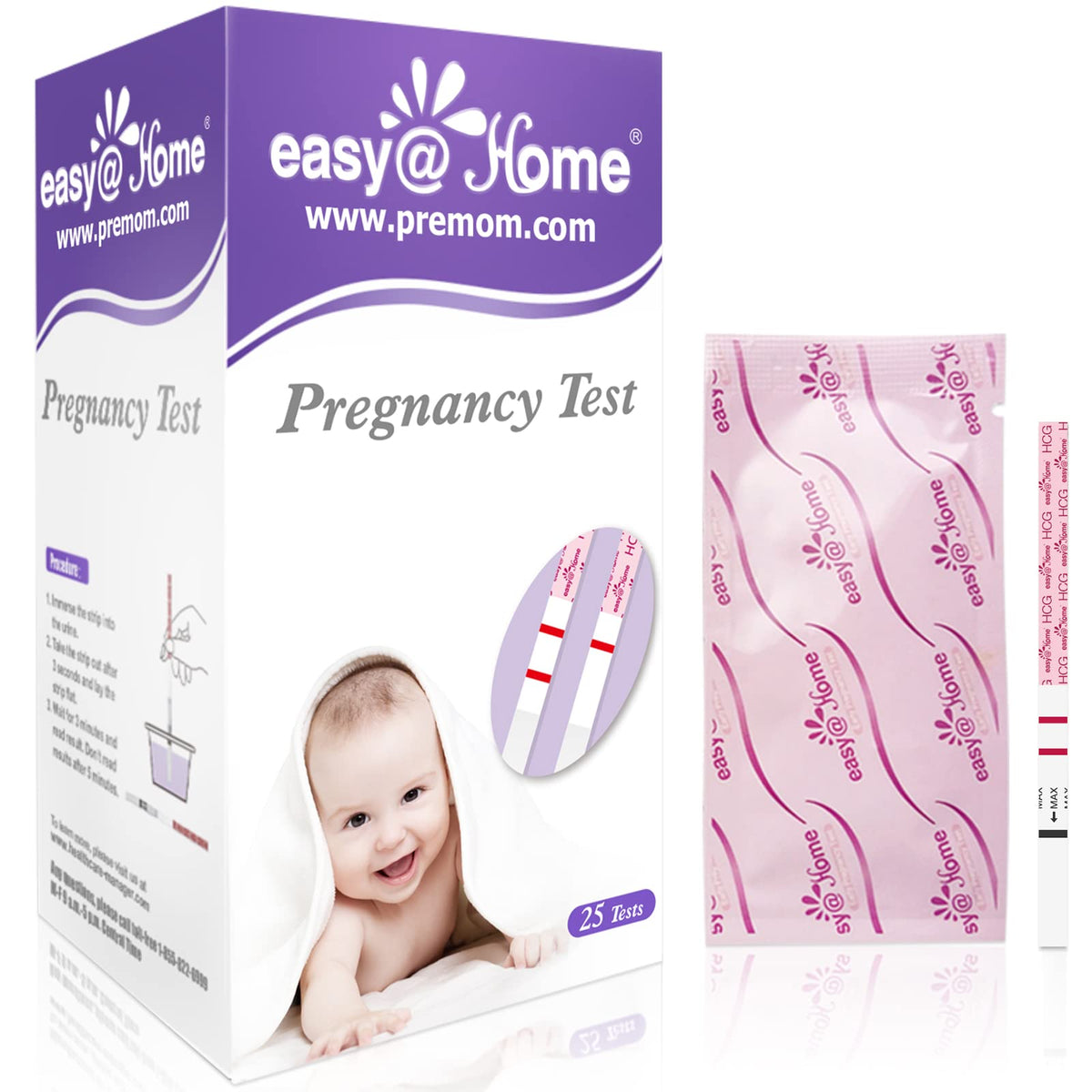 Easy@Home 20 Pregnancy Test Strips for Early Detection, Premom App Support