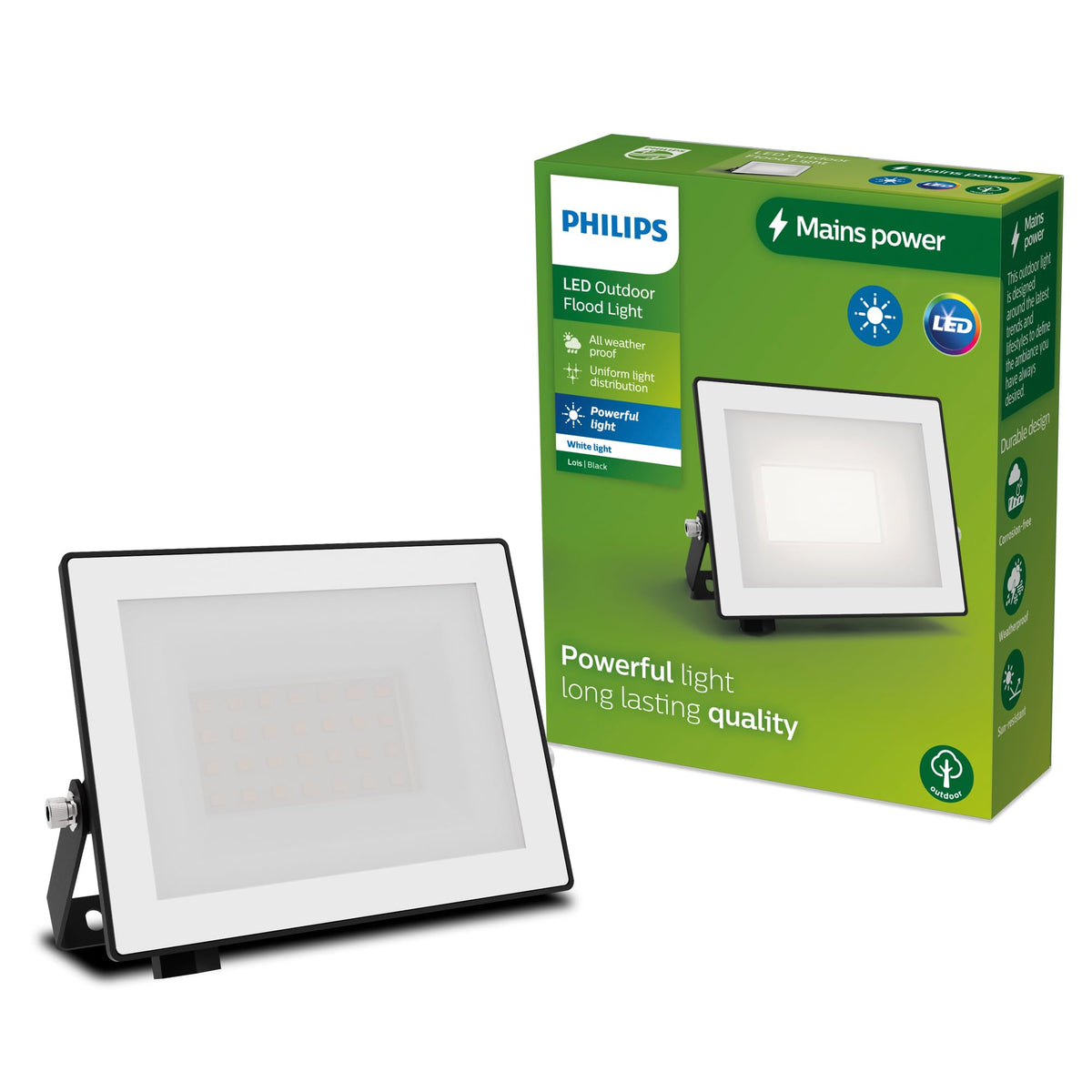 Philips Lois Outdoor Floodlight, White, 10 W