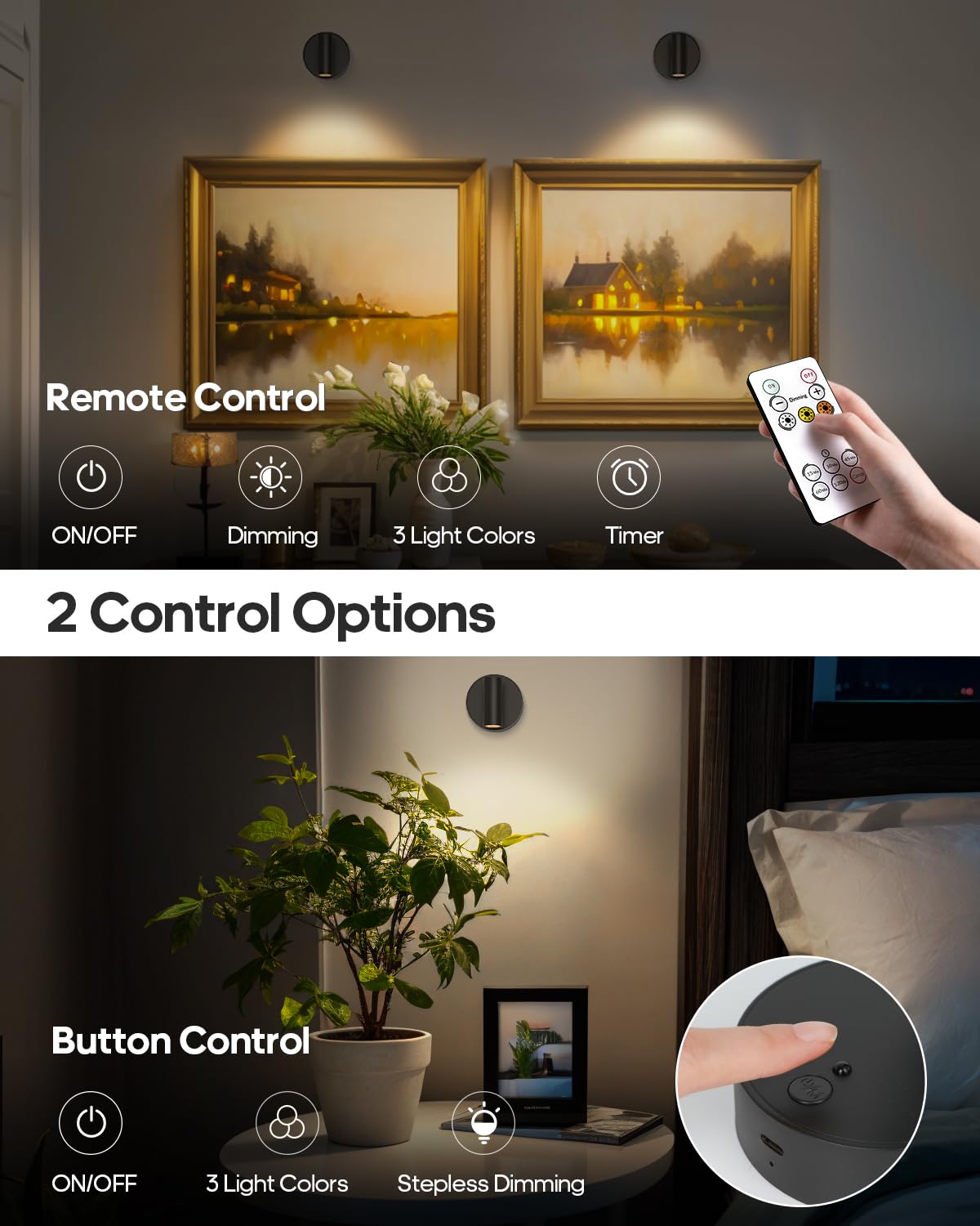 GOODEA Battery Operated Spot Light Indoor with Remote, Up to 30 Days, 3 CCT