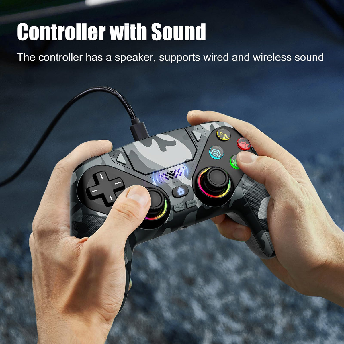 Dinosoo RGB Wireless Controller for PS5/Pro/Slim & PCs, Bluetooth Gamepad with Back Buttons, Touchpad, Macro, Turbo, Dual Vibration, 6-Axis Sensor, Speaker, 3.5mm Audio Jack,White