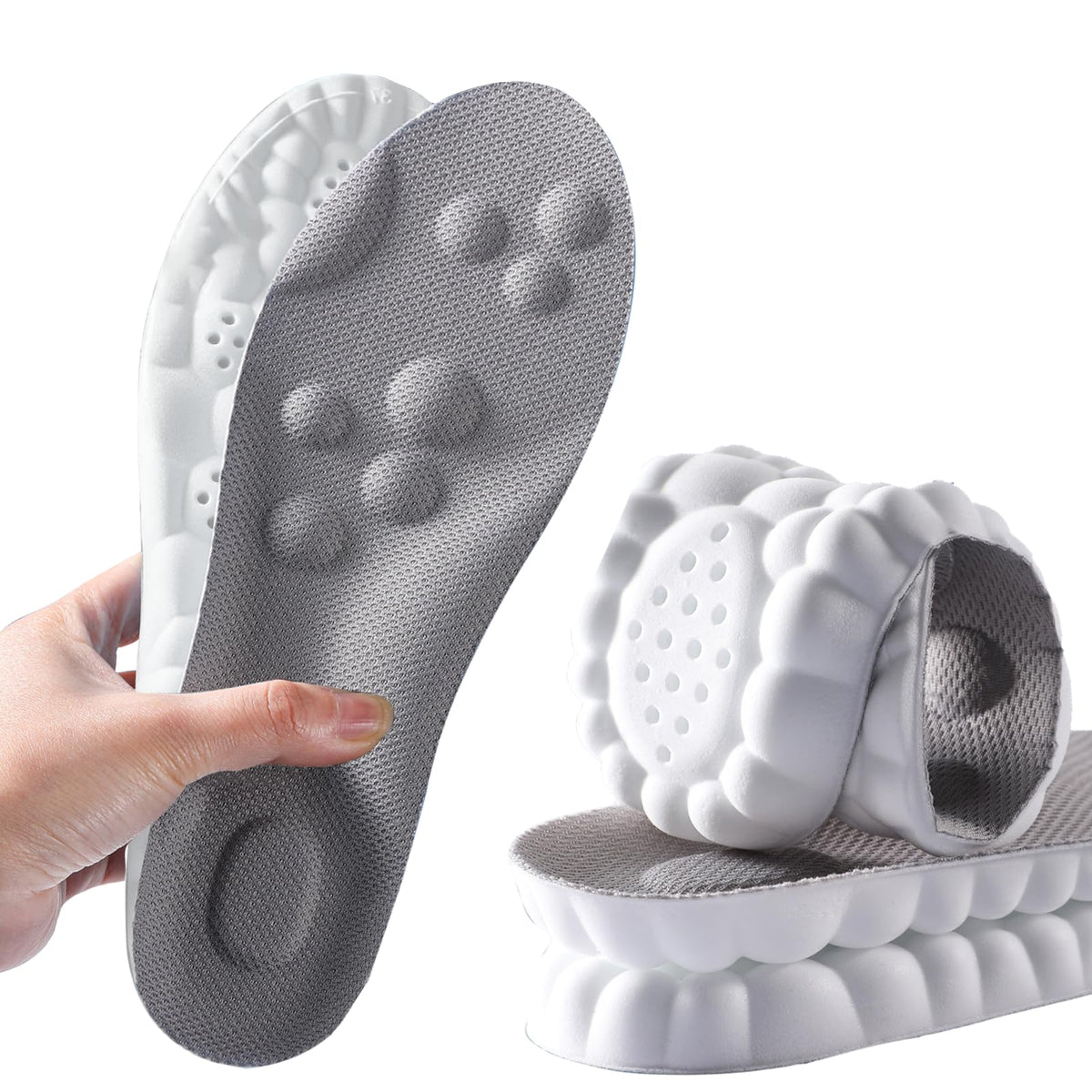 Memory Foam Insoles with Arch Support for Women Men,Comfort Massage Insoles Replacement Shoe Inserts for Trainers Sneakers Sports Shoes Work Boots,Breathable,Shock Absorption (Sky Blue, 5/5.5UK)
