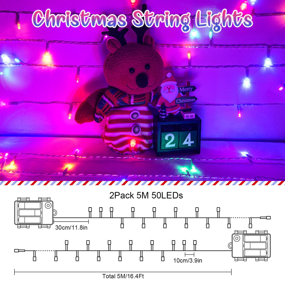 cshare Battery Fairy Lights, 2M 20 LED Fairy Lights Battery Operated with Timer, IP65 Waterproof String Lights for Jar Garden Camping Christmas Indoor Outdoor Decorations, Warm White