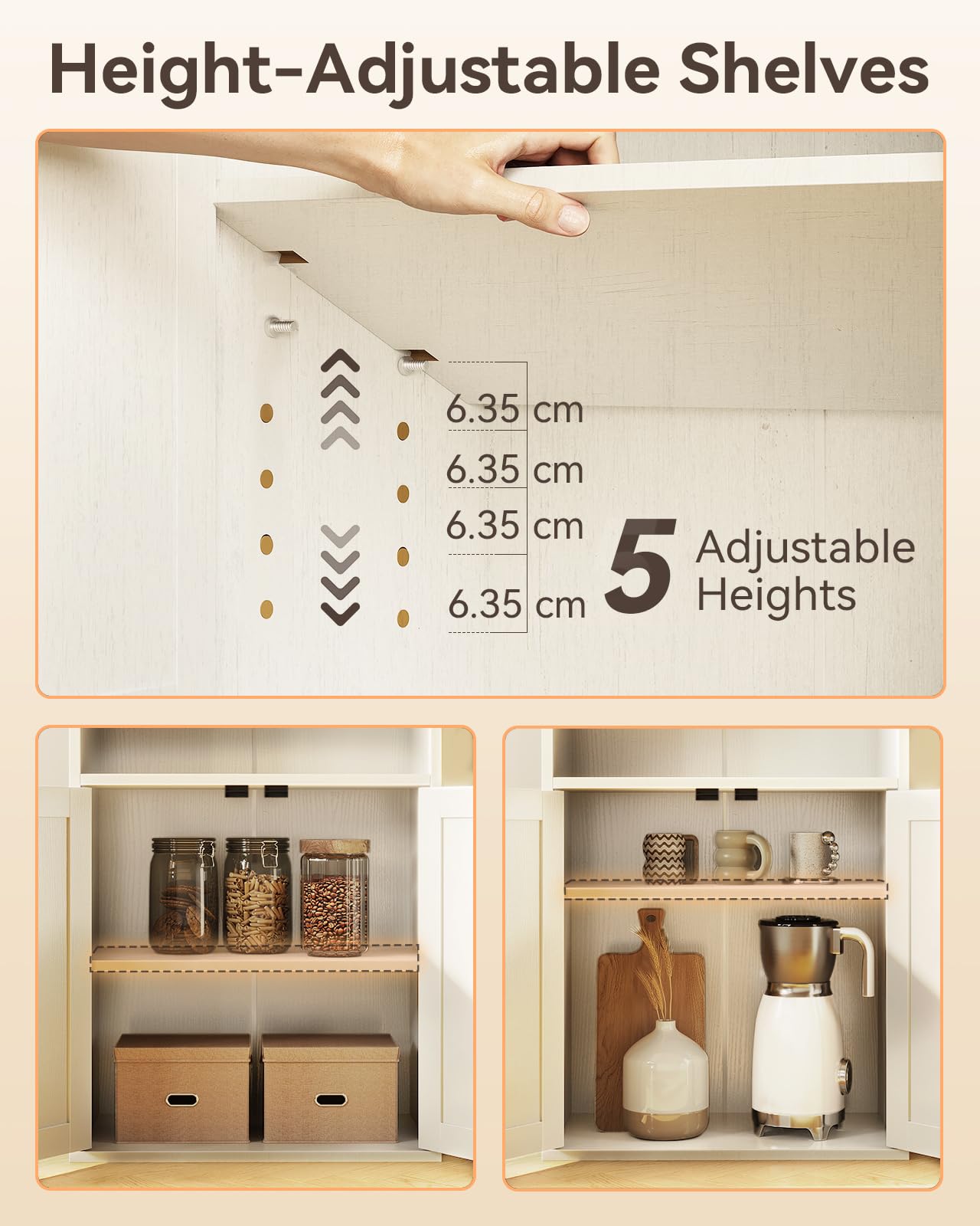 Coleshome 6-Tier Bookcase with Doors and Cabinet, Bookshelf Floor Standing Display Storage Shelf, Bookcases for Home, Office, Living Room, Bedroom, White, 48 x 24 x 176.4