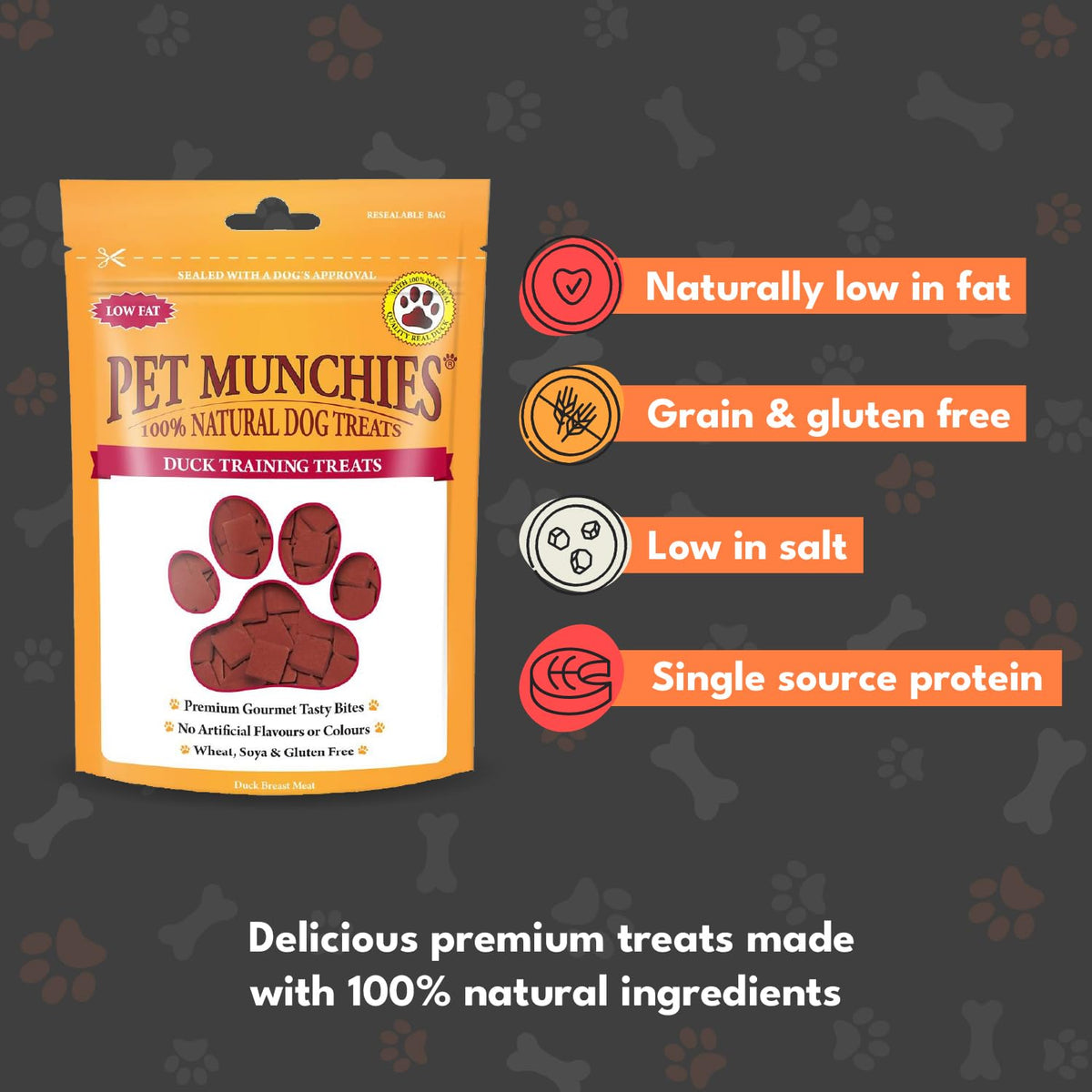 Pet Munchies Venison & Beef Liver Dog Training Treats, Grain Free Tasty Bites with Natural Real Meat, Low in Fat 50g