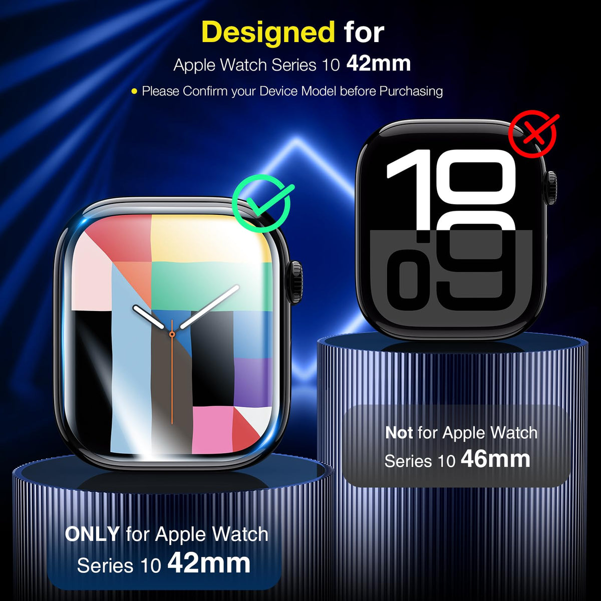 LK 6 Pack for Apple Watch Series 12/11/10 42mm Screen Protector