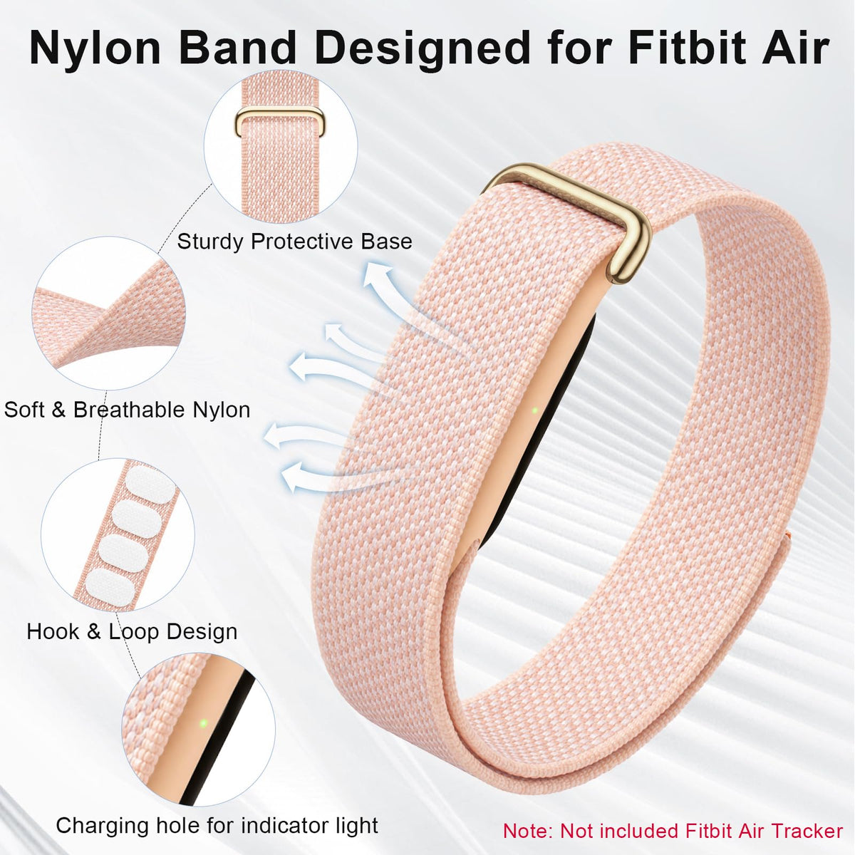 Compatible with Google Fitbit Air Strap Nylon Loop Sport Replacement Band