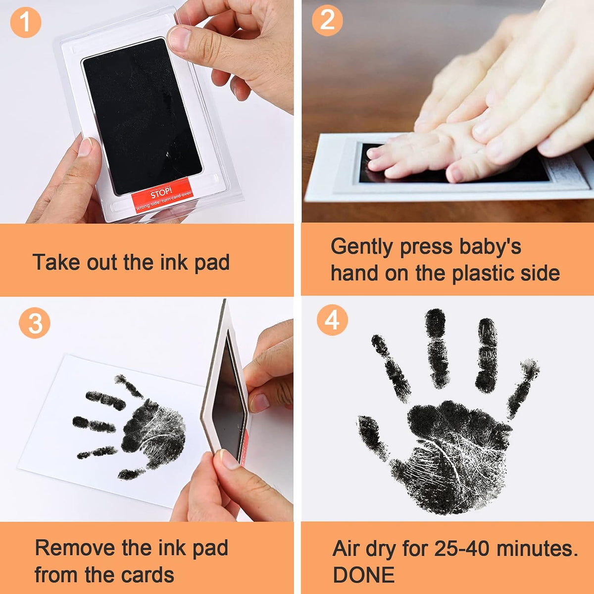 Nabance Baby Hand and Footprint Kit, 3 Inkless Print Pads, 6 Imprint Cards