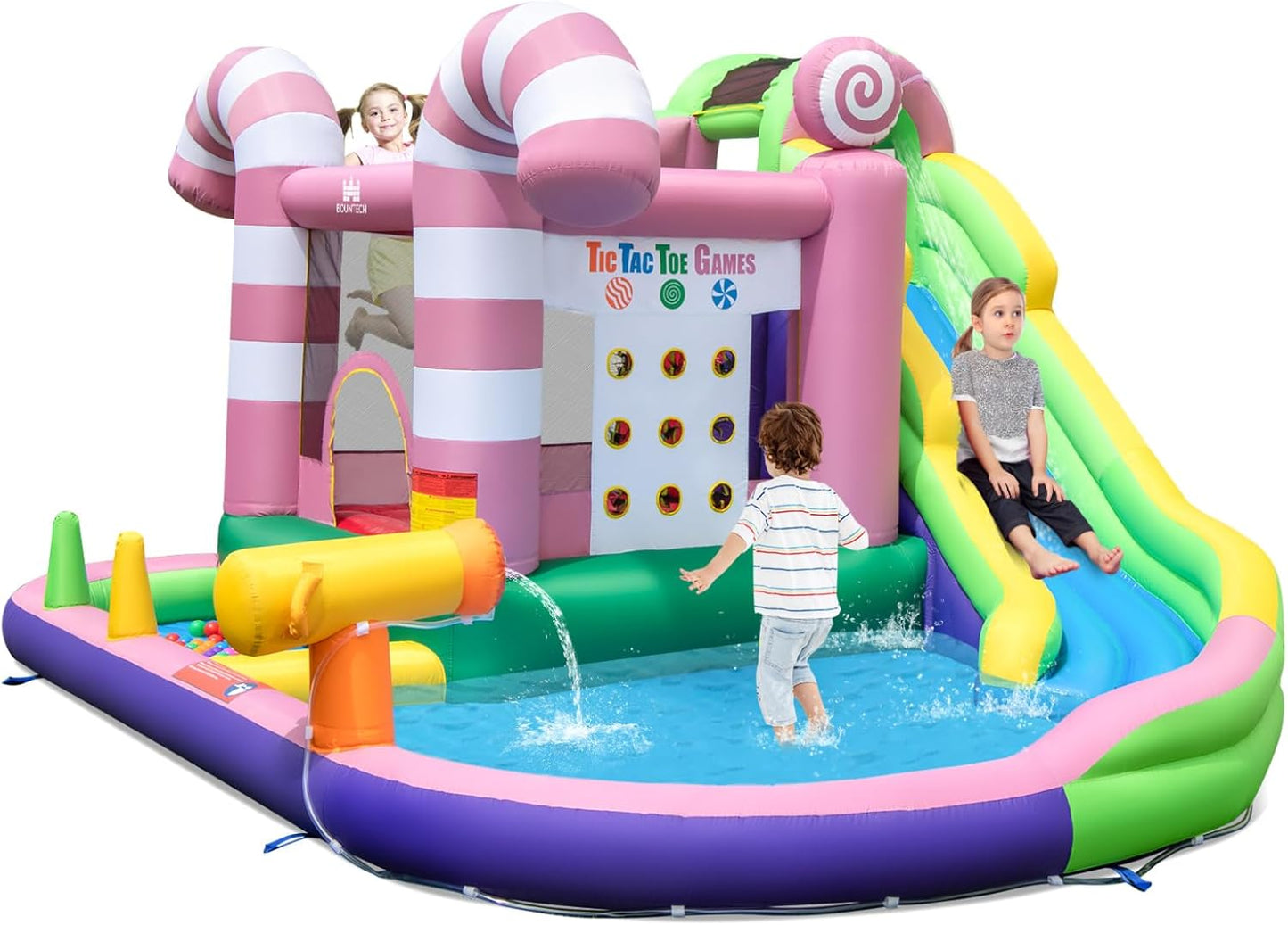 Maxmass Kids Inflatable Bounce House with Water Slide, Climbing Wall & Pool — 425 x 375 x 225 cm