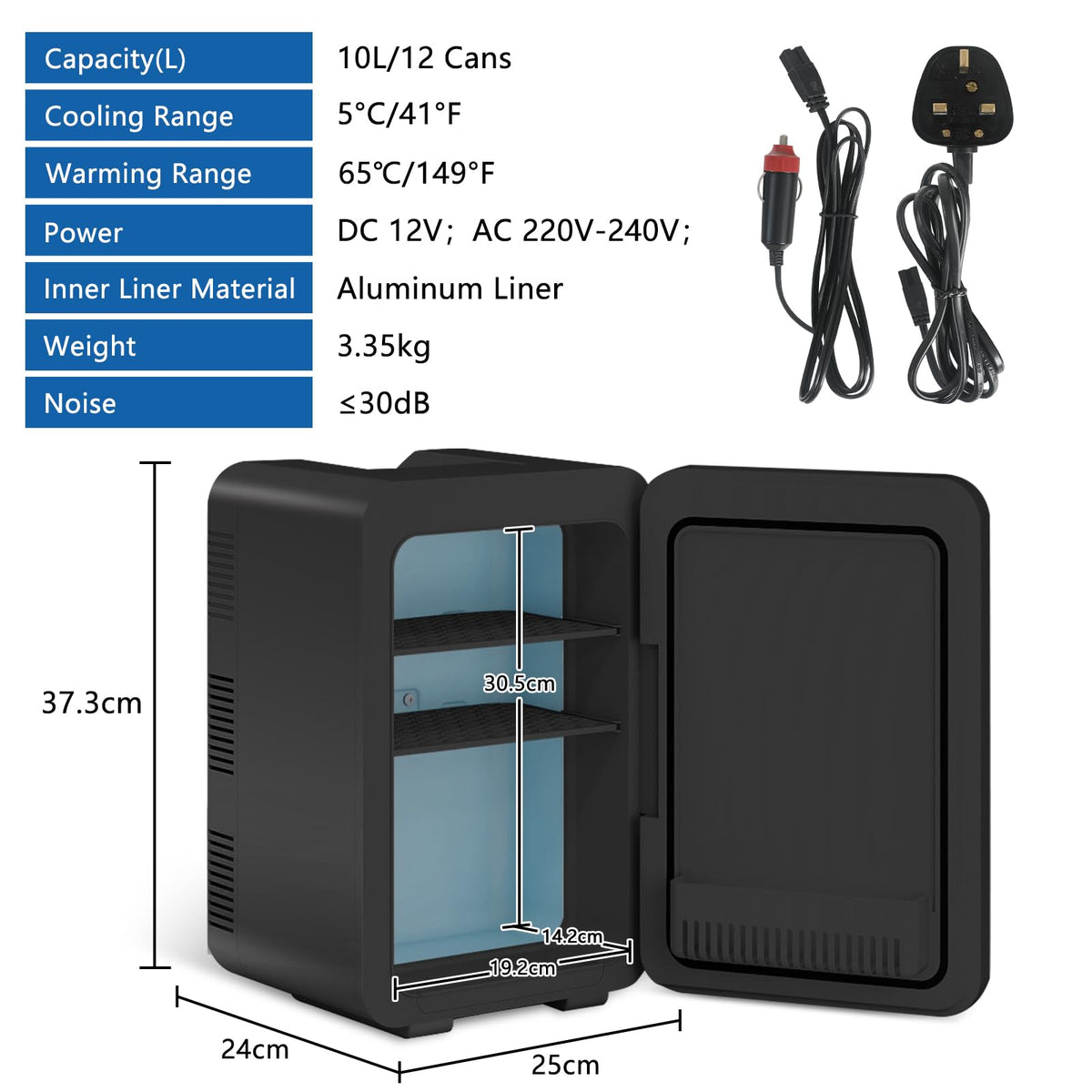 ARTETHYS Mini Fridge for Bedrooms, 10L Small Portable Car Fridges