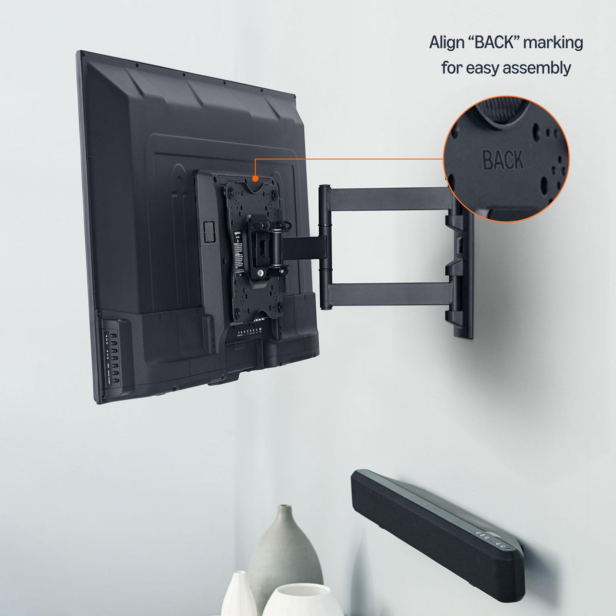 Amazon Basics TV Wall Mount, Full Motion Swivelling Tilting TV Bracket for 12-40 Inch Flat and Curved TV or Monitor up to 36 kg, Max VESA 200x200 mm, Black