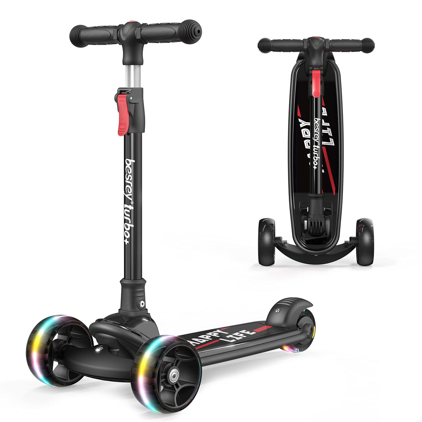 besrey 3-Wheel Toddler Scooter with Lean-to-Steer — Foldable, Anti-Slip Deck | Max 50 kg