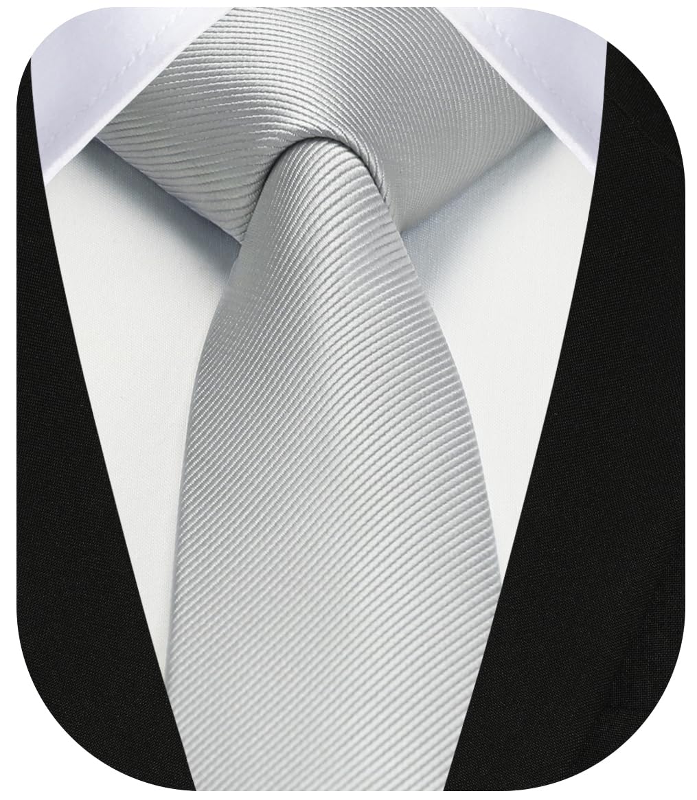 HISDERN Skinny Tie Solid Color 6cm Slim Ties for Men Wedding Classic Formal Business Necktie