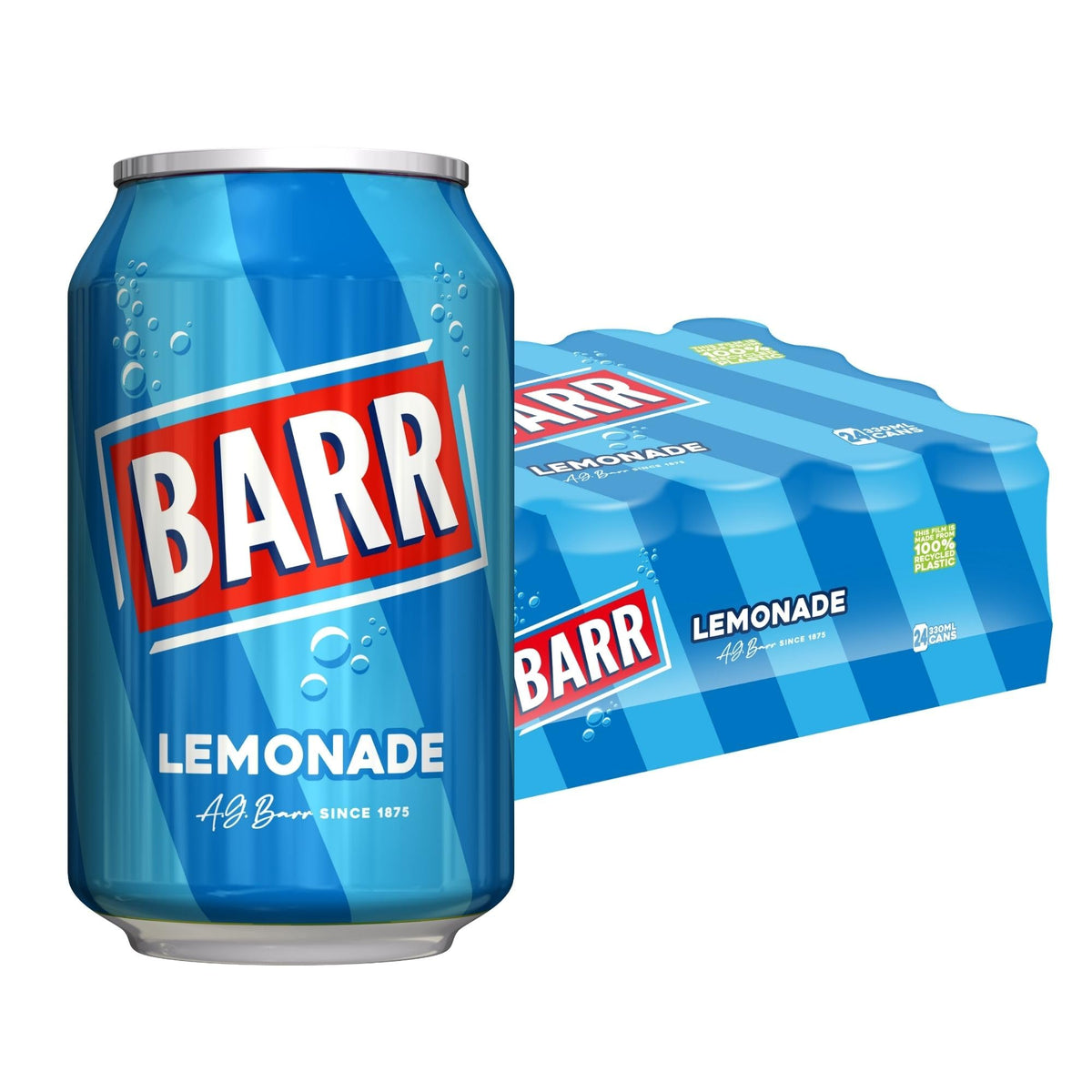 Barr Cream Soda Zero Sugar Sparkling Soft Drink, 24 Pack, 330ml Cans