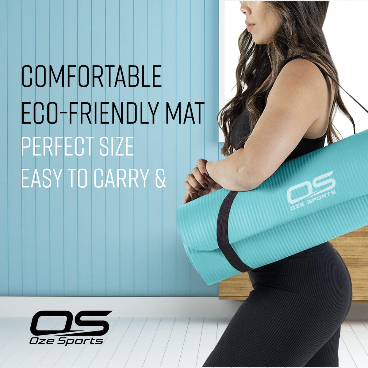 OZE SPORTS Yoga Mat, NBR Foam, Extra Thick, Non-Slip, High Density, Large, for Pilates, Gymnastics, HiiT and Fitness, with Free Carry Strap