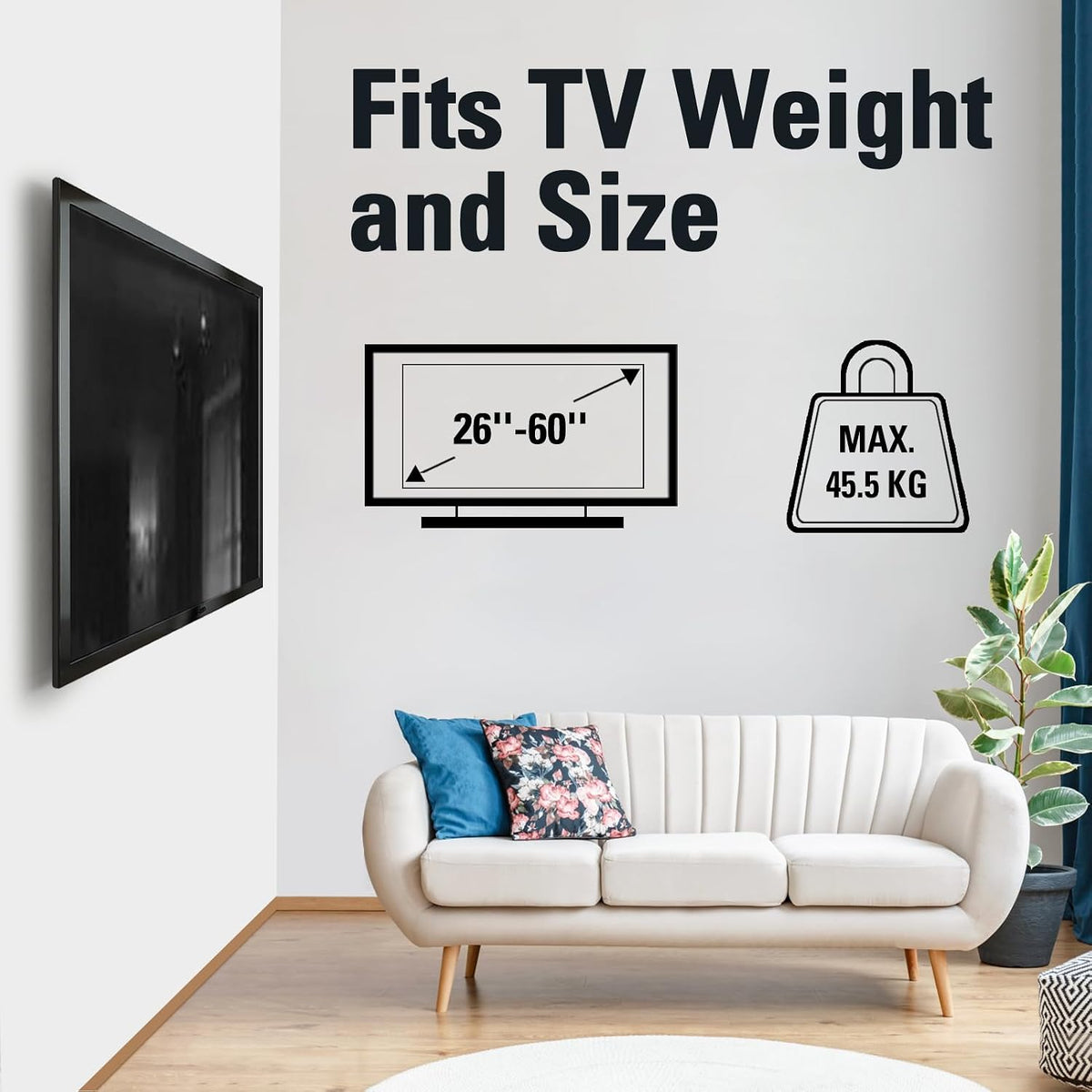 Mounting Dream Fixed TV Wall Bracket for 26-60" TV Max VESA 400x400mm 45kg