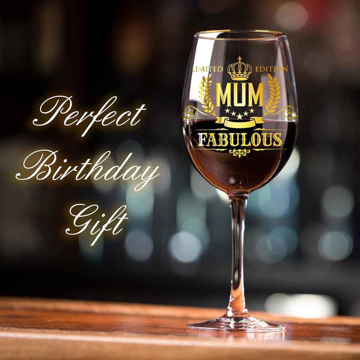 CROWNLY CRYSTAL® Mothers Day Gifts for Mum Wine Glass Personalised Mummy Birthday Present Womens Drinking Glasses Ladies Gift Ideas Mum Presents from Daughter Son