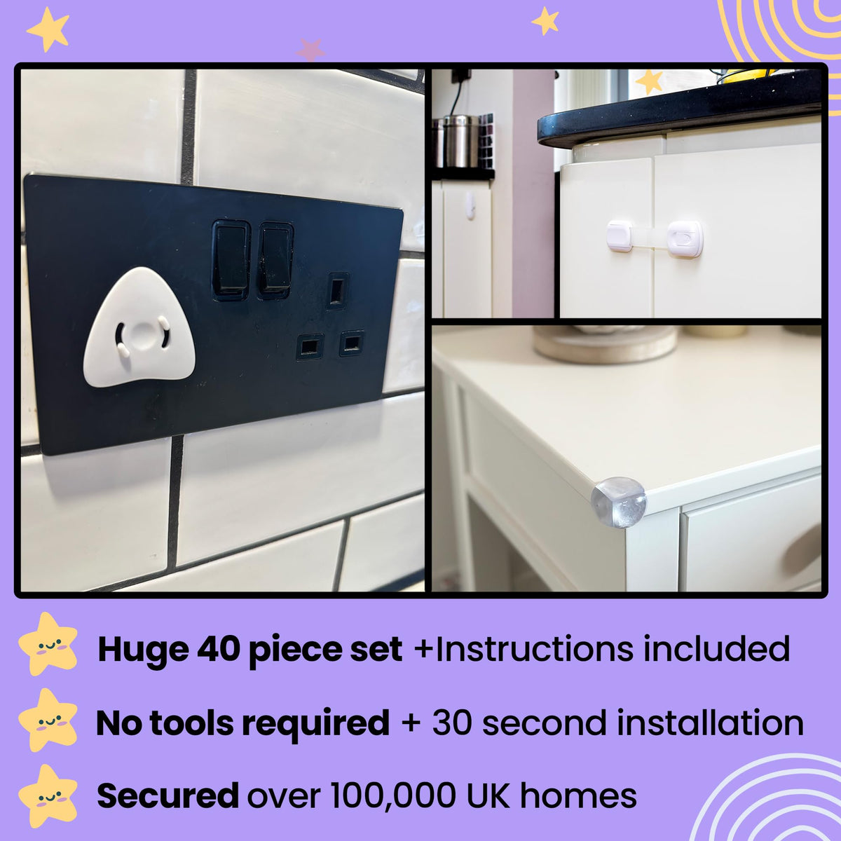 BooBoo Baby 10 Pack Premium Child Locks for Kitchen Cupboards
