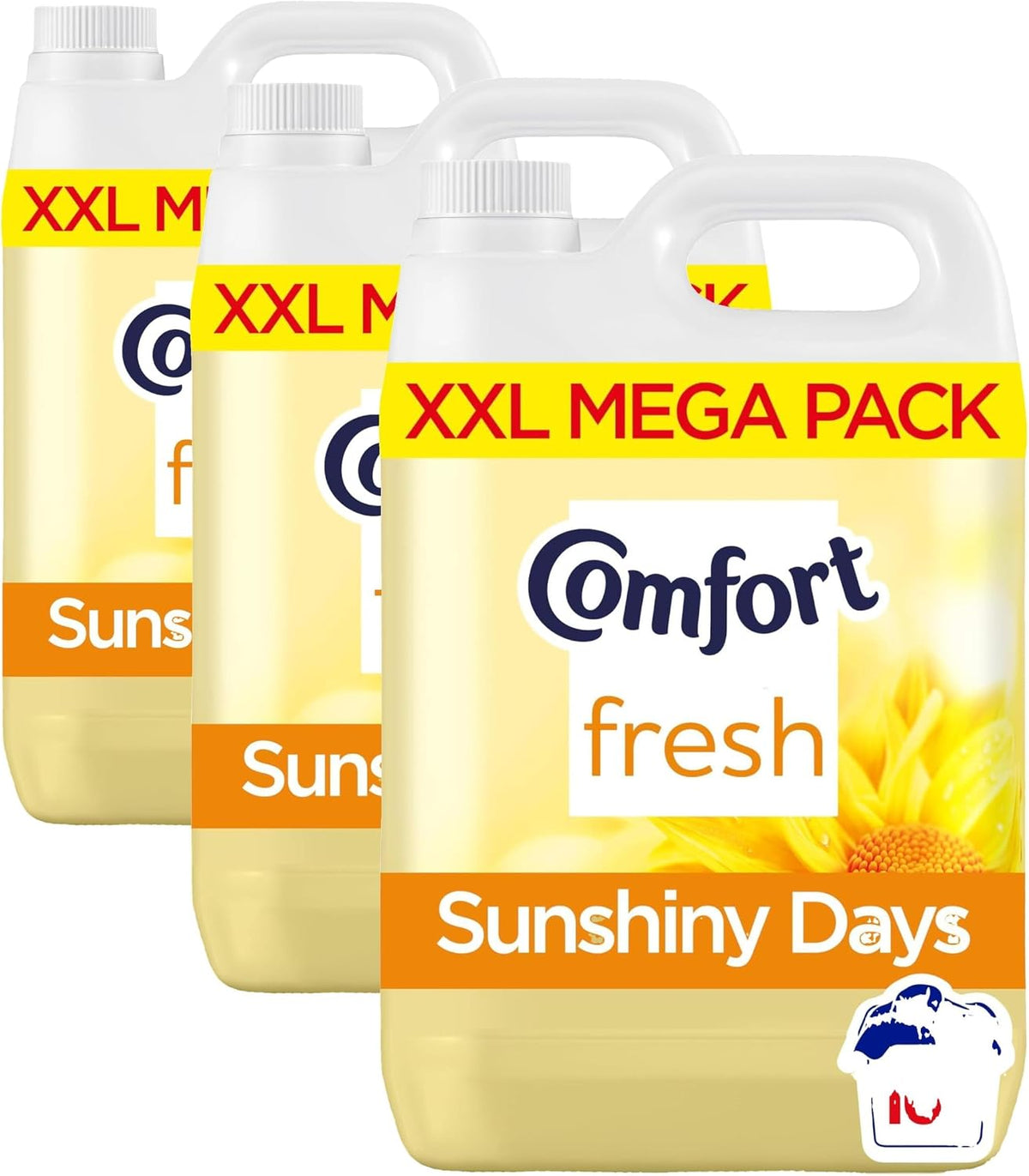 Comfort Sunshiny Days Fabric Conditioner with Stay Fresh technology for 100 days of freshness + fragrance* 4.8 L (160 washes) (Pack of 3)