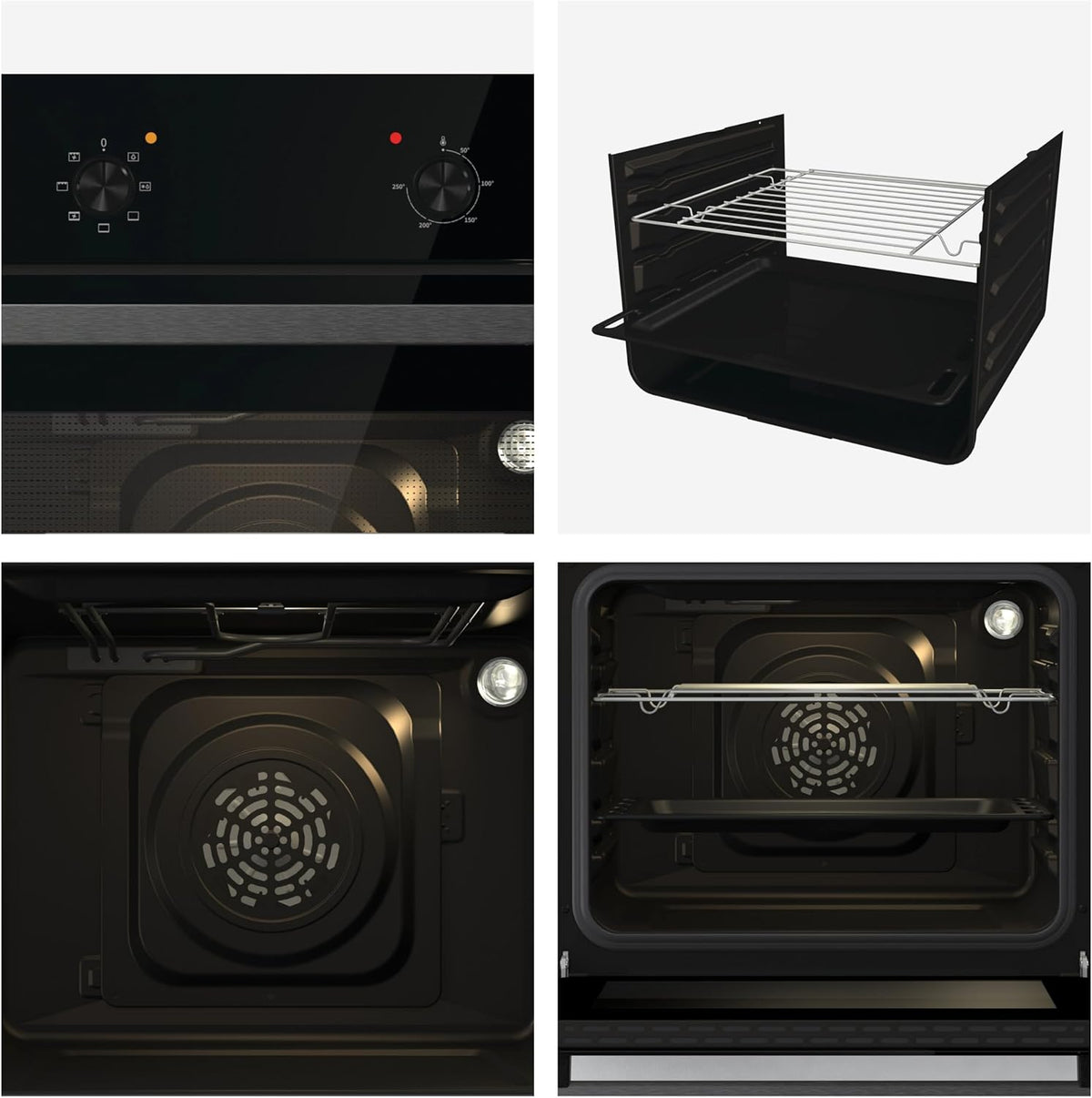 Hisense BI62020ABGUK - Built-in 60L Electric Single Oven - Black - 530x595x595 mm (DxWxH) - A Rated, Extra Large