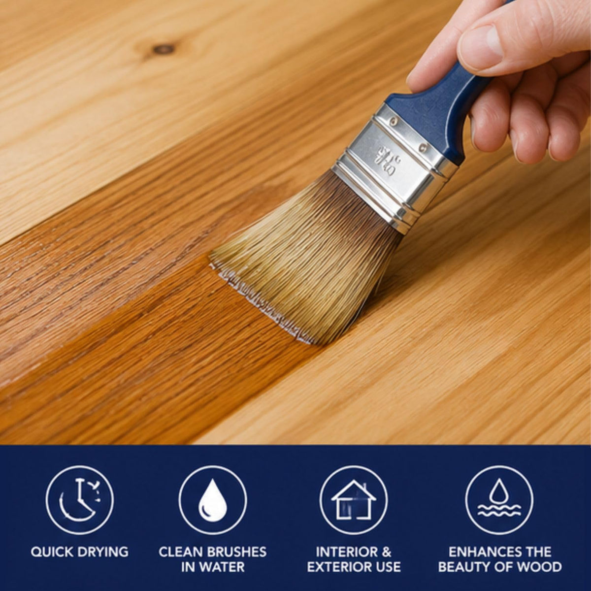 RustinsQuick Dry Poly Varnish Satin Clear 500ml -Tough, Water-Based Clear Finish in Gloss, Matt or Satin; Durable Protection for Interior Wood, Furniture and Floors