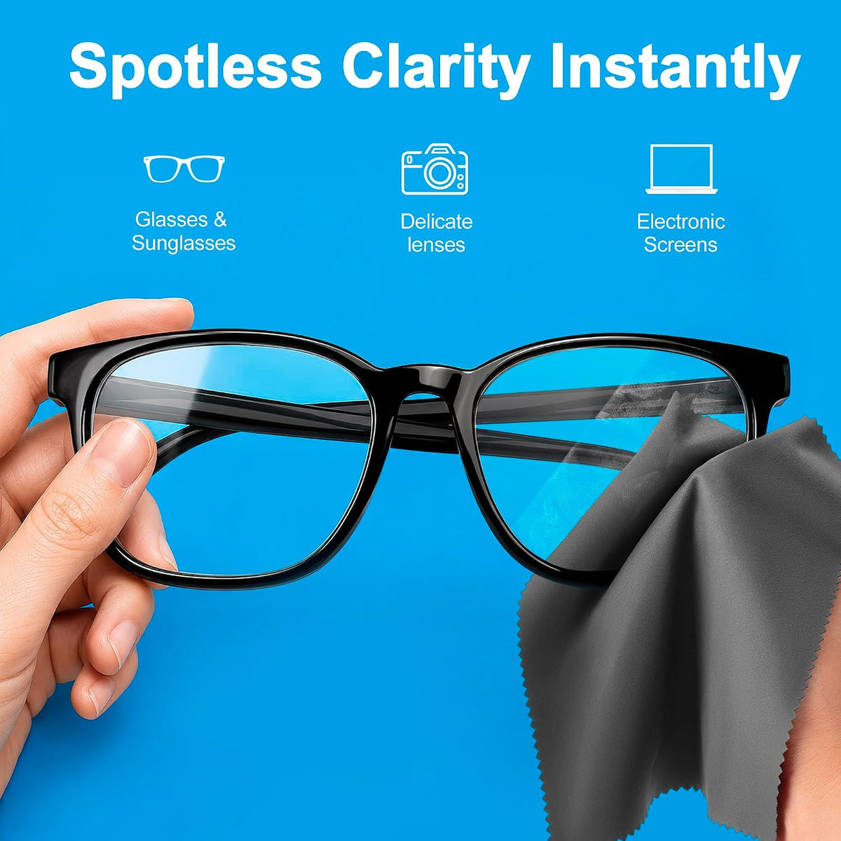 Japanese-Style Premium Microfiber Glasses Cleaning Cloth Streak & Scratch-Free Lens Cleaning Cloth – Safe for Eyeglasses, Sunglasses, Glasses Cleaner, Lens Wipes, iPhone & Screens (12 Pack)