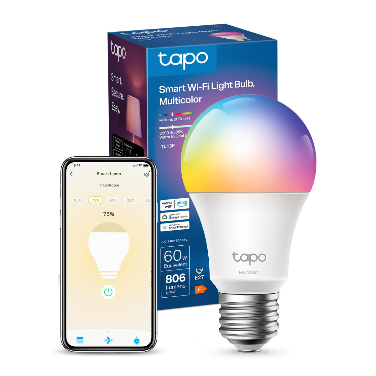 Tapo L530B B22 Smart Bulb Multicolour Dimmable LED Light Bulb