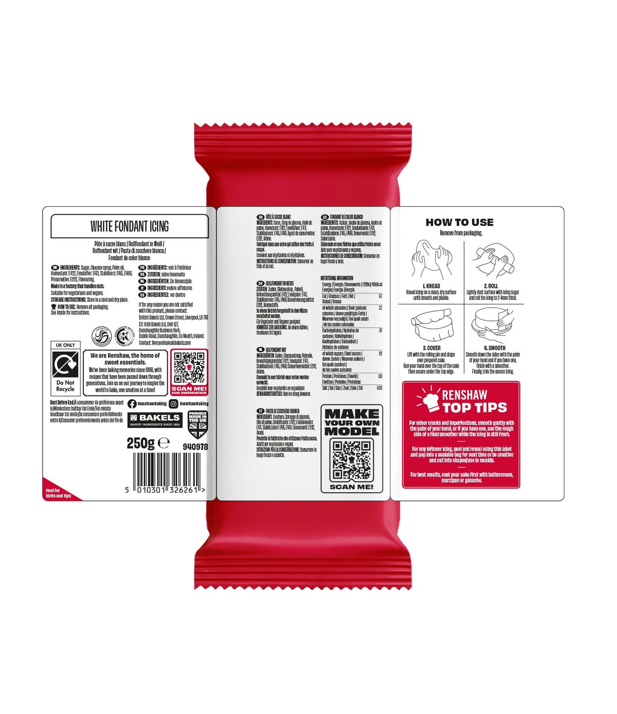 Renshaw White Ready to Roll Fondant Icing, 500 g (Pack of 1)