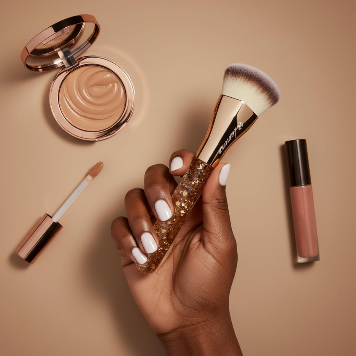 Make Up Brush Foundation Kabuki Flat Top, Perfect For Blending Liquid Cream