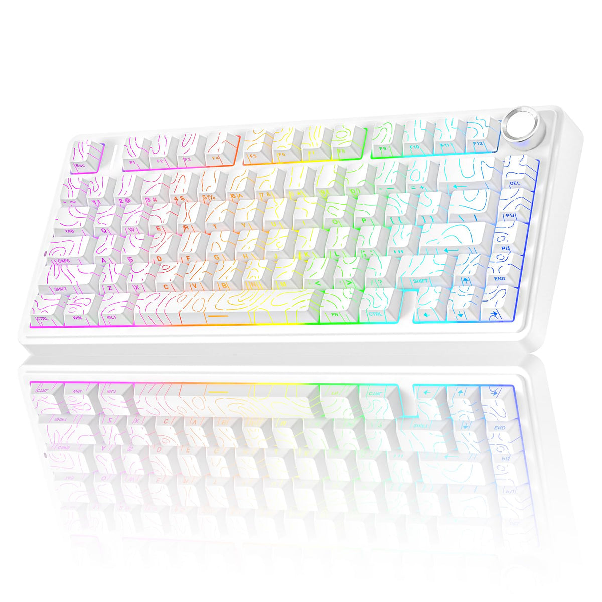 AULA F75 75% Wireless Mechanical Keyboard,2.4Ghz/Type-C/BT5.0 Gaming Keyboards,Advanced Structure,RGB Backlight,Hot Swappable Custom Keyboard for PC/Mac (Cool Black)