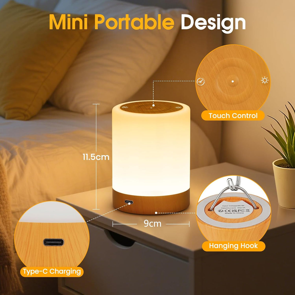 ONEWAY Night Light, LED Touch Bedside Lamp with 256 RGB & Timer & Memory