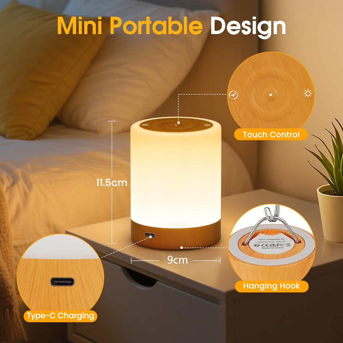 ONEWAY Night Light, LED Touch Bedside Lamp with 256 RGB & Timer & Memory