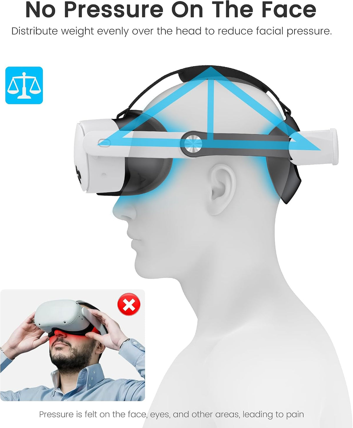 Comfort Head Strap for Meta Quest 3/3S/Meta Quest 2,VR Headset Elite Strap Replacement for Oculus Quest 3/3S/2 Accessories,Stable Elite Strap Pressure-Reduce Headstrap