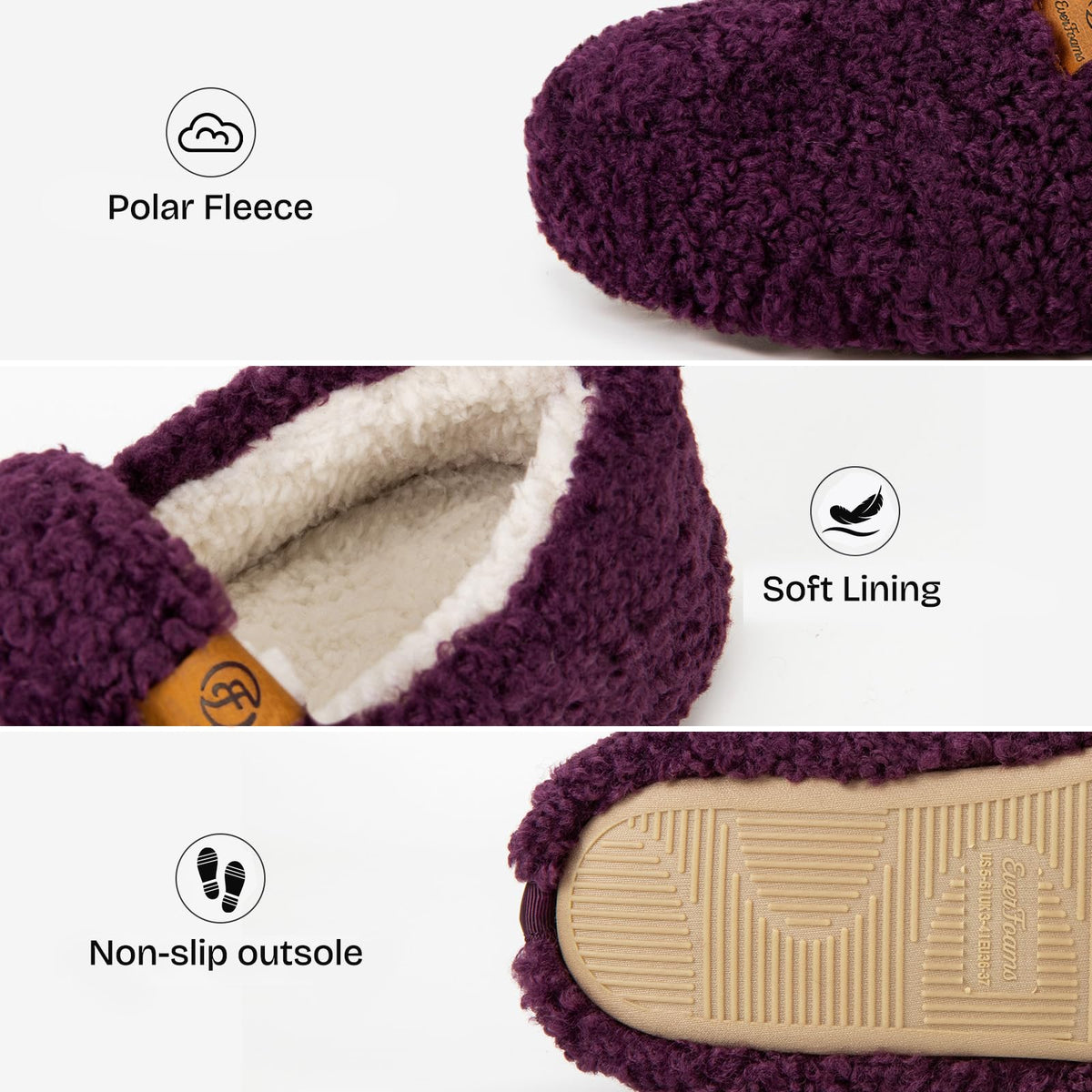 EverFoams Women's Fuzzy Full Slippers Faux Shearling Memory Foam