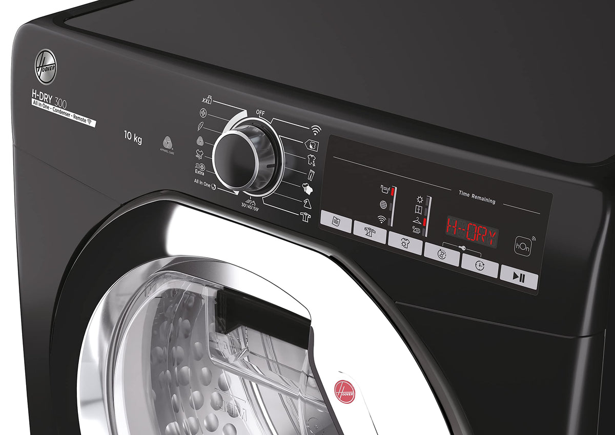 Hoover HLEC8LGB-80 Freestanding Condenser Tumble Dryer, Sensor Dry, 8 kg Load, Black