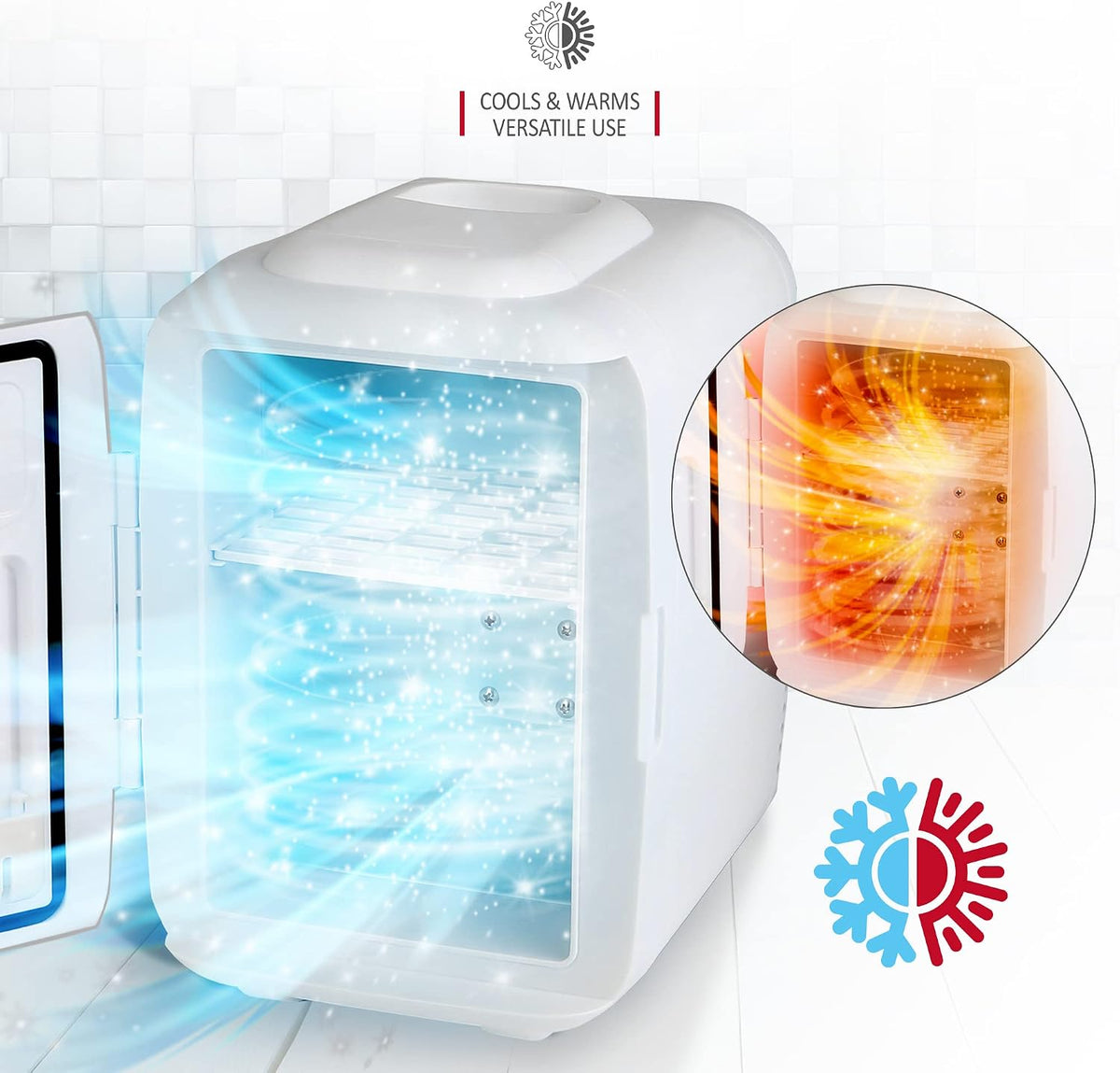 NETTA 5L Mini Fridge - Portable Small Fridge for Drinks, Snacks, Skincare - For Bedroom, Student Dormitory, Office With Cooling And Warming Function - AC/DC Portable – White