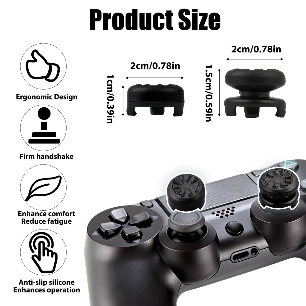 FPS White Thumb Grips for PS4 PS5 Controller Thumbsticks Thumb Stick