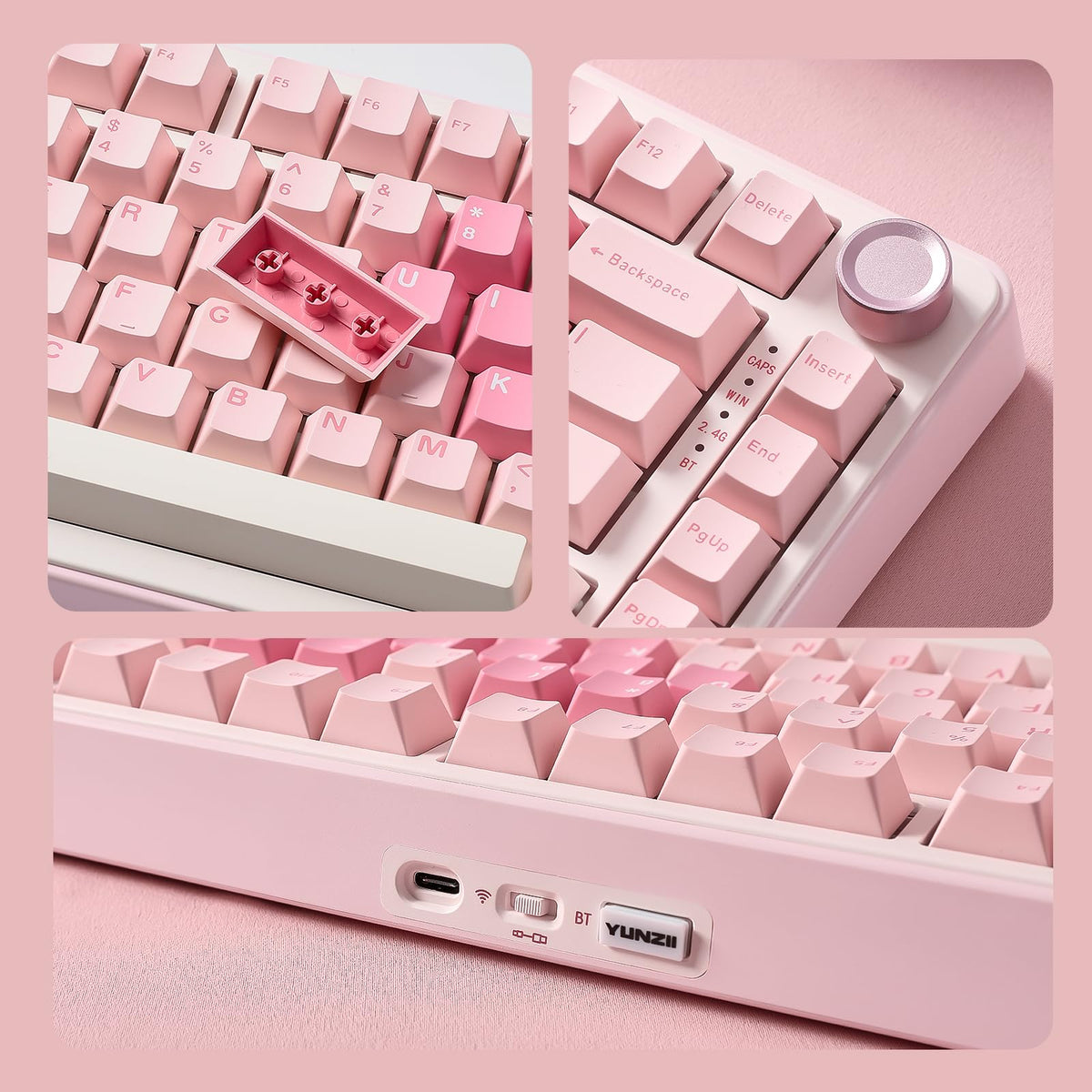 YUNZII B75 PRO 75% Wireless Mechanical Keyboard (Black Heart,Cocoa Switch)