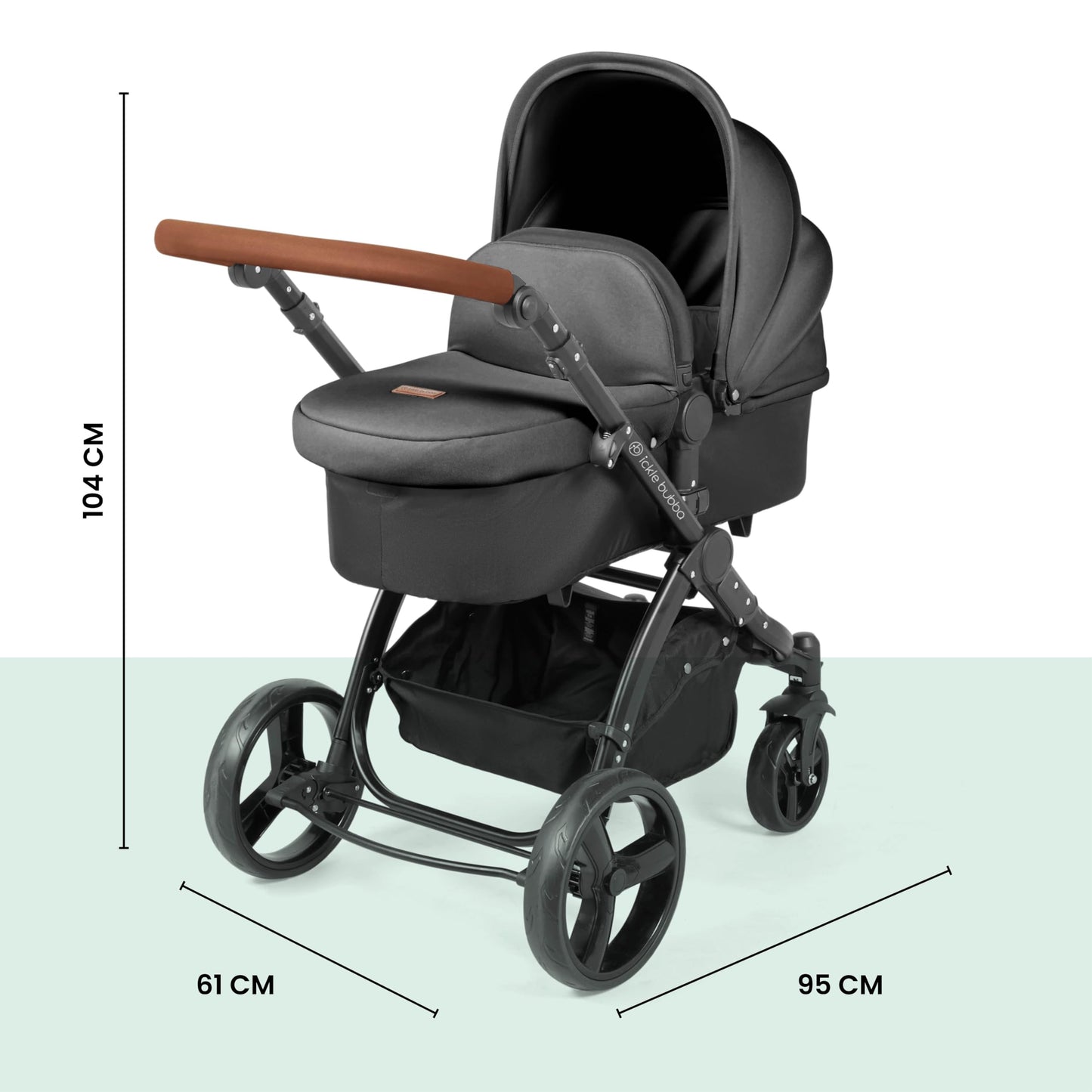 Stomp Urban 3 in 1 Travel System Pushchair with Astral Car Seat and Accessories (Charcoal Grey) – Birth to 22kgs (Approx. 4 Years), Lightweight City Stroller with UPF 50+ Hood and Rain Cover