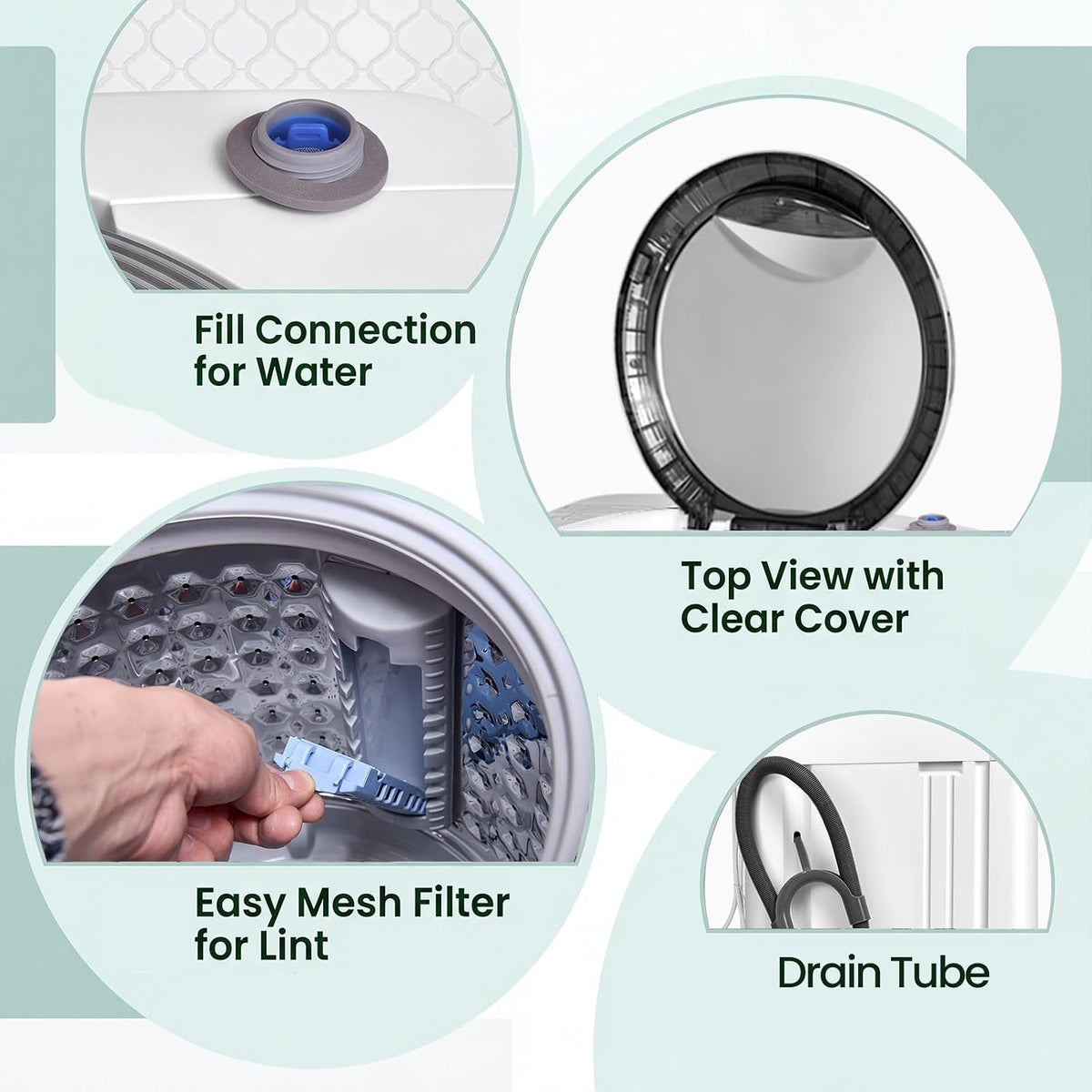 TANGZON 2-in-1 Portable Washing Machine, 3.5kg Mini Washer Spin Dryer