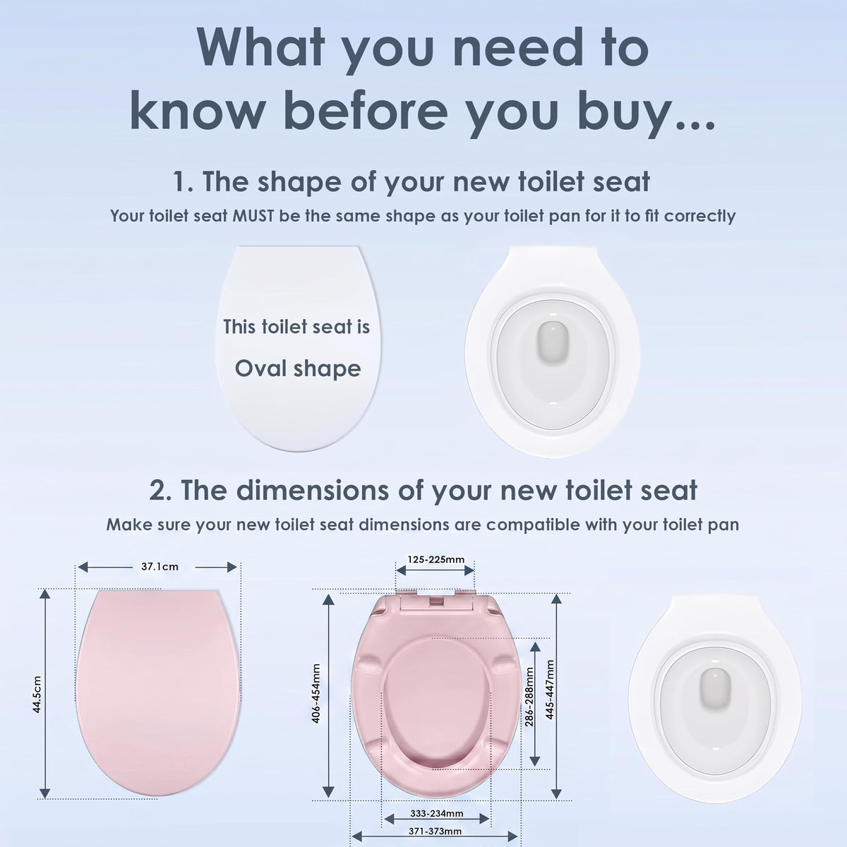 AQUALONA® Premium Thermoplastic Toilet Seat Soft Close Hardwearing Seat with Two Button Hinge Release D Shaped Easy to Clean Simple Installation Top and Bottom Fittings (White - D Shape)