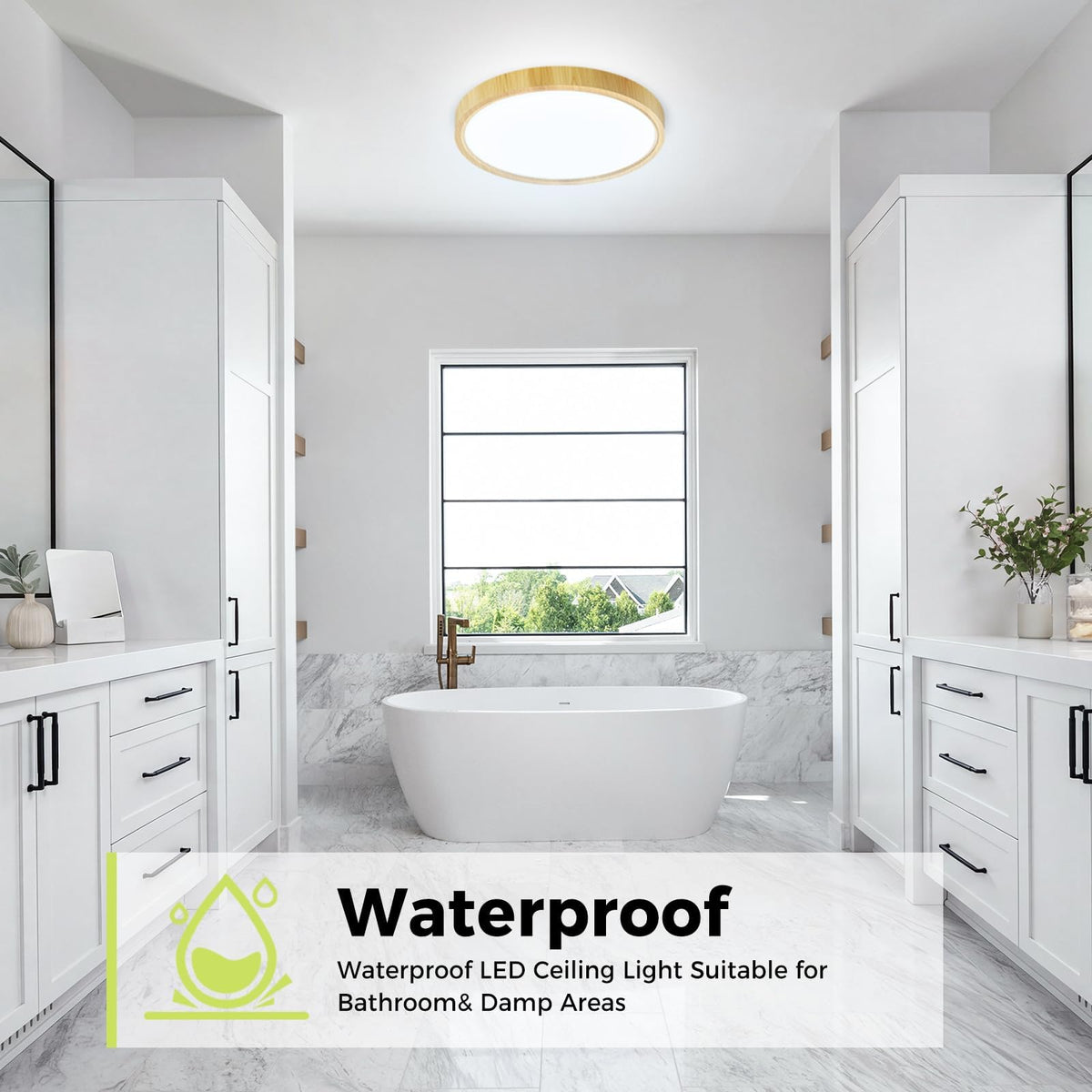 hepside 2 Pack Bathroom Ceiling Light 30cm, 3000K/3500K/4000K/5000K/6500K 5CCT LED Ceiling Lights, 24W, Modern, Waterproof, Round Flush Mount for Bathroom, Kitchen, Bedroom, Hallway