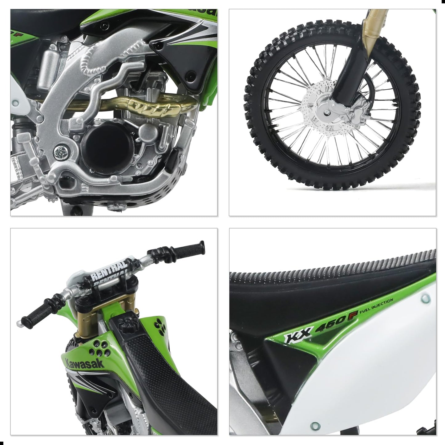 1:12 Scale Dirt Bike compatible for Kawasaki KX450F Motorcycle Model Mini Supercross Motorcross Moto Model Collection or Gift for Adult Kid Boy (Green)